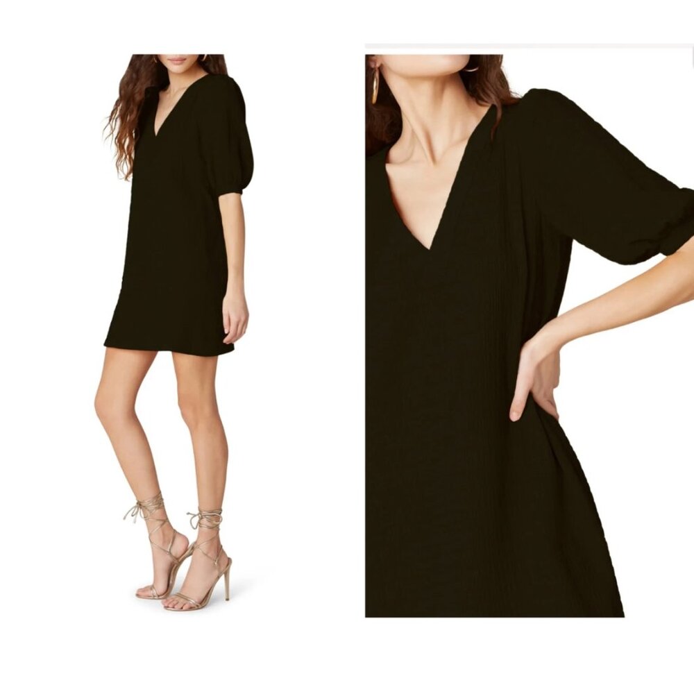 BB Dakota by Steve Madden Fields of Gold Black Shift Dress with pockets